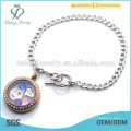 Edelstahl Kubanische Kette Armband, 316l Edelstahl Silber &amp; Schokolade Kristall Locket Armband